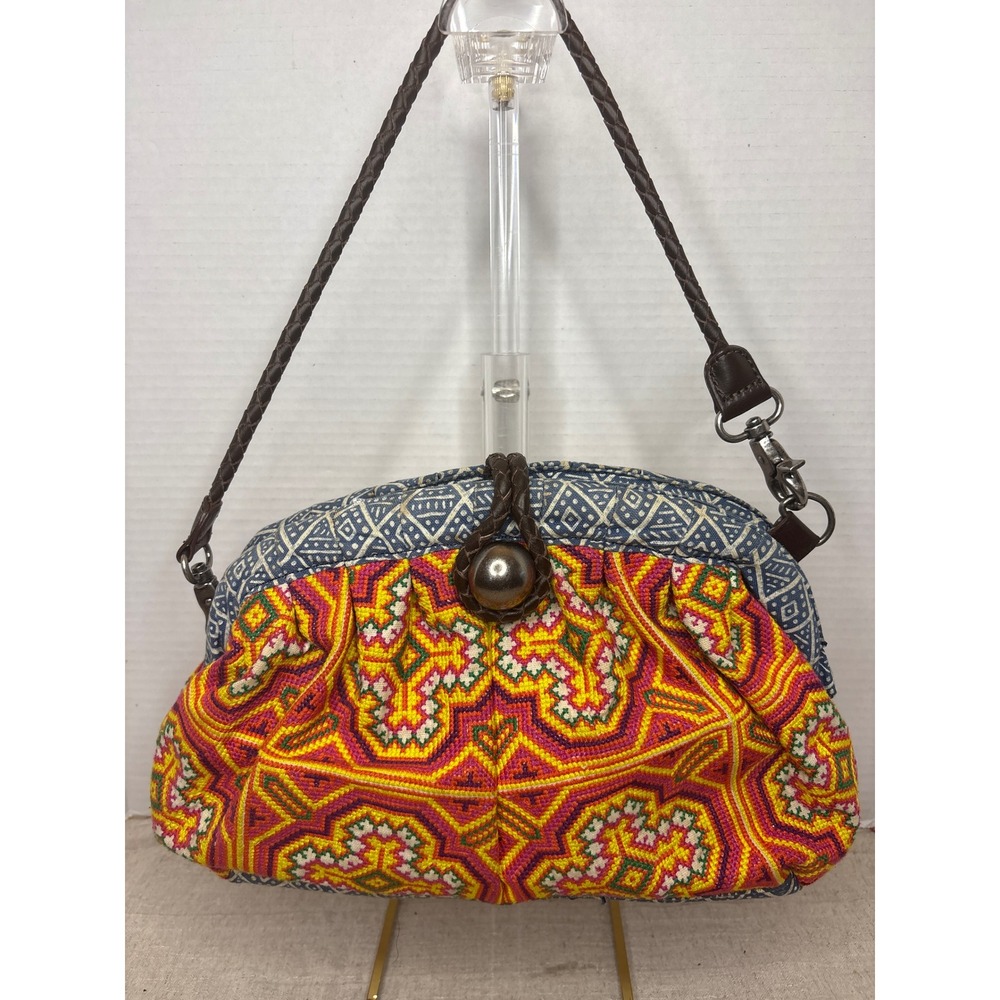 Plenty by Tracy Reese Embroidered Boho Shoulder Bag Pink Damask Lining -see pics